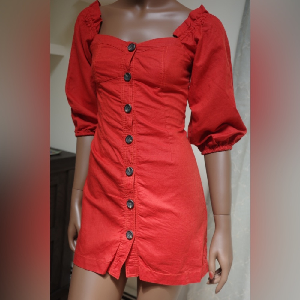 SUBOO Rising Sun Linen Mini Dress.  Send OFFERS - Picture 3 of 14